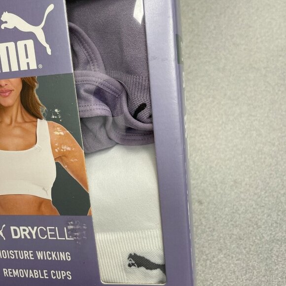 NEW Puma Women's XL 2-Pack Seamless Sports Bra White Purple - Picture 9 of 10